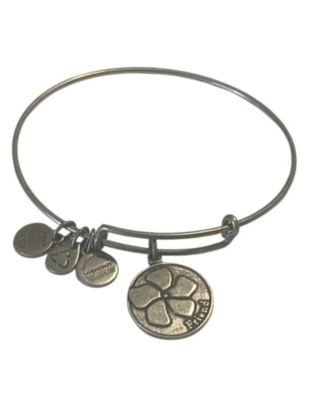 Alex and Ani Friend Silver Charm Dangle Bangle Adjustable Bracelet